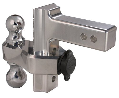 TRIMAX Razor XTR 6" Adjustable Drop Hitch TRZ6AL – Truck, Trailer, Camper, Boat, Polished Aluminum, 2" Receiver, Locking Dual Ball Mount (2" & 2-5/16"), 10,000 lbs GTW, Rise/Drop Design