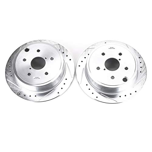 Power Stop Rear JBR1701XPR Evolution Performance Drilled, Slotted & Plated Brake Rotor Pair For Subaru WRX 2015-2021 [Model Specific]