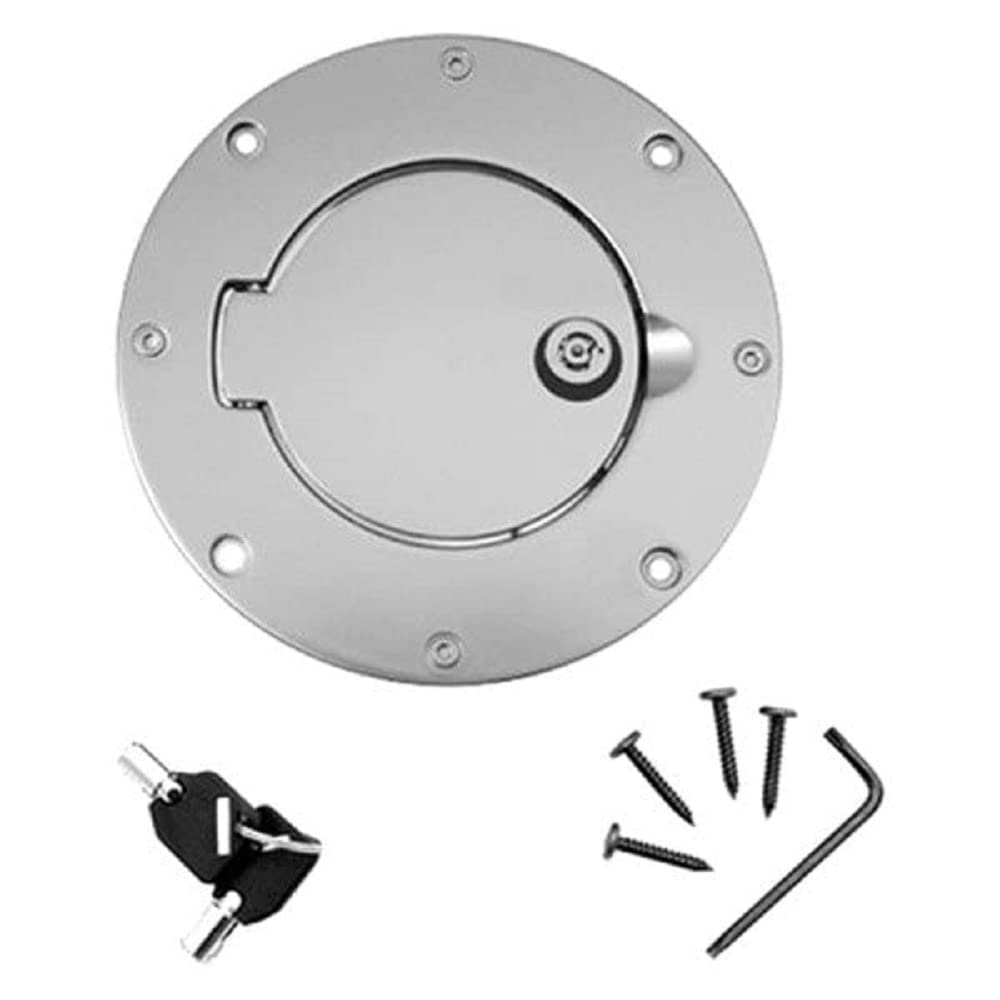 Gas Cap Door, Locking, Rugged Ridge, Brushed Aluminum | 11425.09 | Fits 1997-2006 Jeep Wrangler TJ