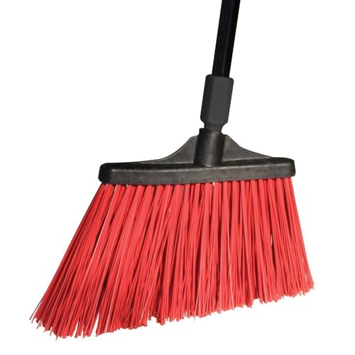 O-Cedar 831648 Maxistrong Heavy Duty Angle Broom Black/Red, Large