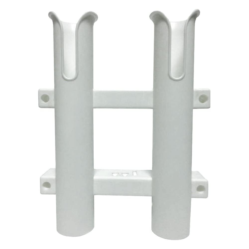 2 in 1 T-H Marine Fishing Rod Holder | Molded Rod Rack with Storage Slots for Knife, Pliers & Lures - White