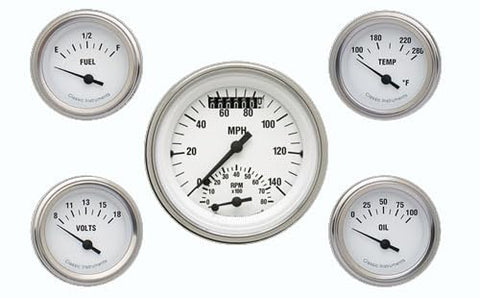 WH35SLF Classic Instruments White Hot Five Gauge Set