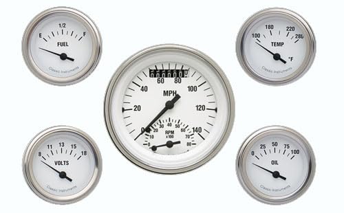 WH35SLF Classic Instruments White Hot Five Gauge Set