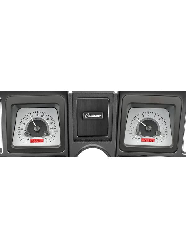 Dakota Digital VHX-69C-CAM-S-R Analog Dash Gauge System with Chevy 1969 Camaro Compatible, Silver Alloy Style, Red Backlighting