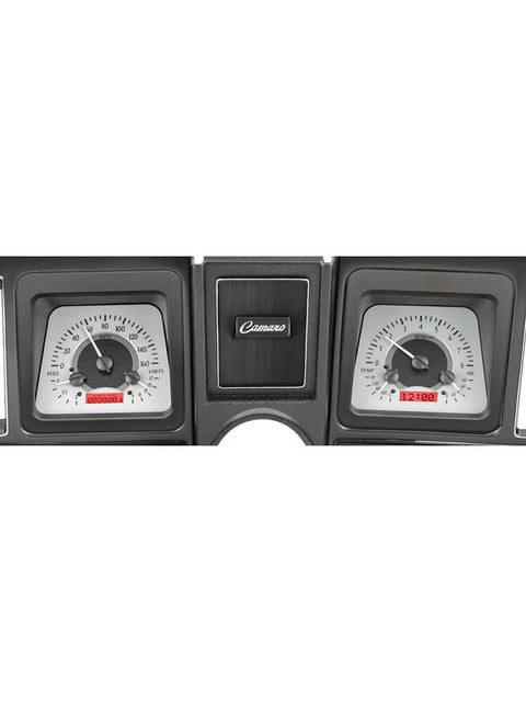 Dakota Digital VHX-69C-CAM-S-R Analog Dash Gauge System with Chevy 1969 Camaro Compatible, Silver Alloy Style, Red Backlighting