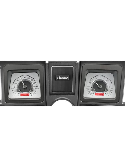 Dakota Digital VHX-69C-CAM-S-R Analog Dash Gauge System with Chevy 1969 Camaro Compatible, Silver Alloy Style, Red Backlighting