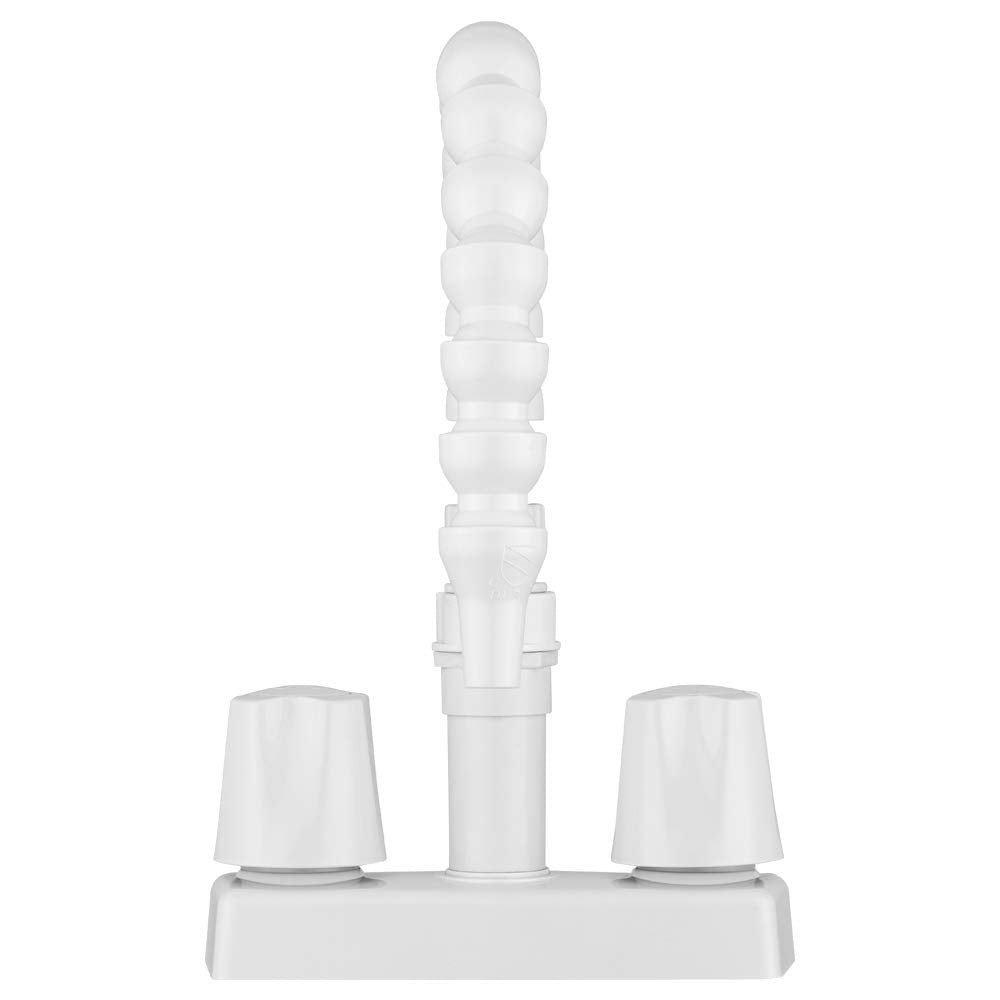 Dura Faucet Quick Connect RV Exterior Faucet with 360-Degree Flexible Gooseneck Spout (White)