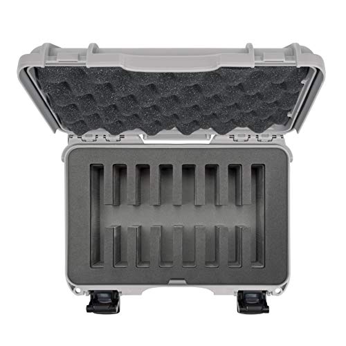 Waterproof Nanuk 909 Hard Case with Custom Foam Insert for 8 Pocket Knives - Silver