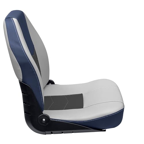 Wise Quantum Series 3340-1789 Fold Down Fishing Boat Seat, Mariner Blue/Charcoal/Marble Grey