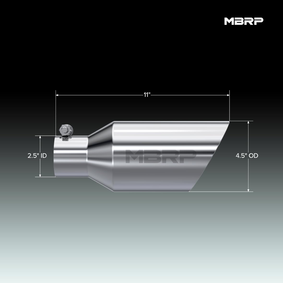 Exhaust Tip MBRP T5161 (4.5" O.D., Dual Wall Angle Rolled End, 2.5" Inlet 11" in length)