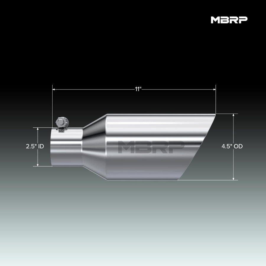 Exhaust Tip MBRP T5161 (4.5" O.D., Dual Wall Angle Rolled End, 2.5" Inlet 11" in length)