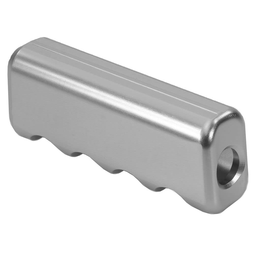 Drake Muscle Cars Parking Brake Handle Cover Billet Aluminum in a Satin Silver Finish, Compatible with 2015-2019 Ford Mustang, Model FR3Z-2760-BL