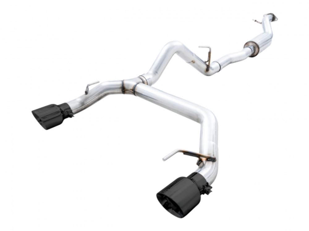 2021+ Ford Bronco AWE Tuning 0FG Dual Rear Exit Exhaust w/Diamond Black Tips & Bash Guard - 3015-33456