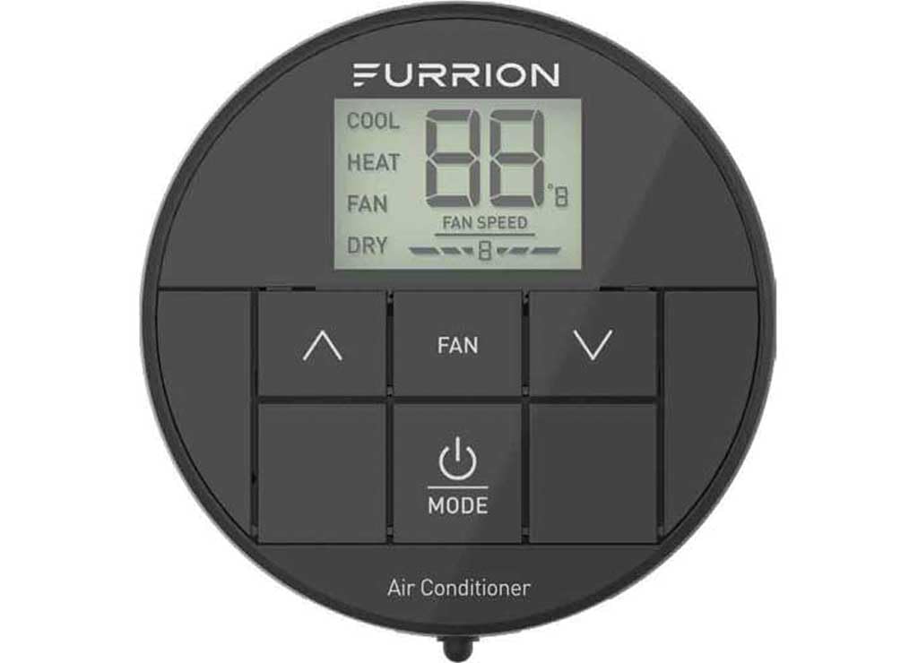 Furrion Chill Basic Single-Zone Backlit LED Wall Thermostat - Black, 2 Fan Speeds, Compatible with Furrion HE Air Conditioners - FACW10ESSA-BL