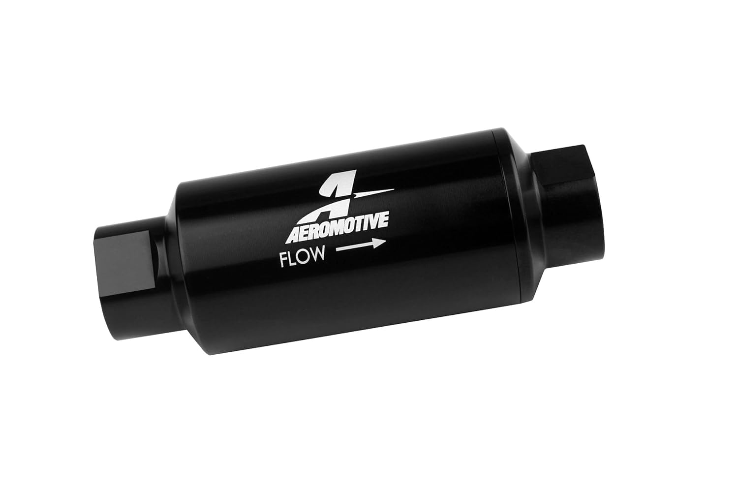 In-Line Aeromotive 12330 Filter, 40-Micron Stainless Mesh Element, ORB-10 Port, Bright-Dip Black, 2" OD