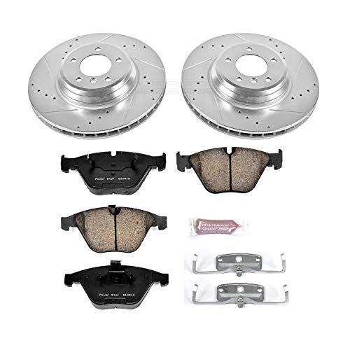 Power Stop K5774 Z23 Carbon Fiber Brake Pads with Drilled & Slotted Brake Rotors Kit
