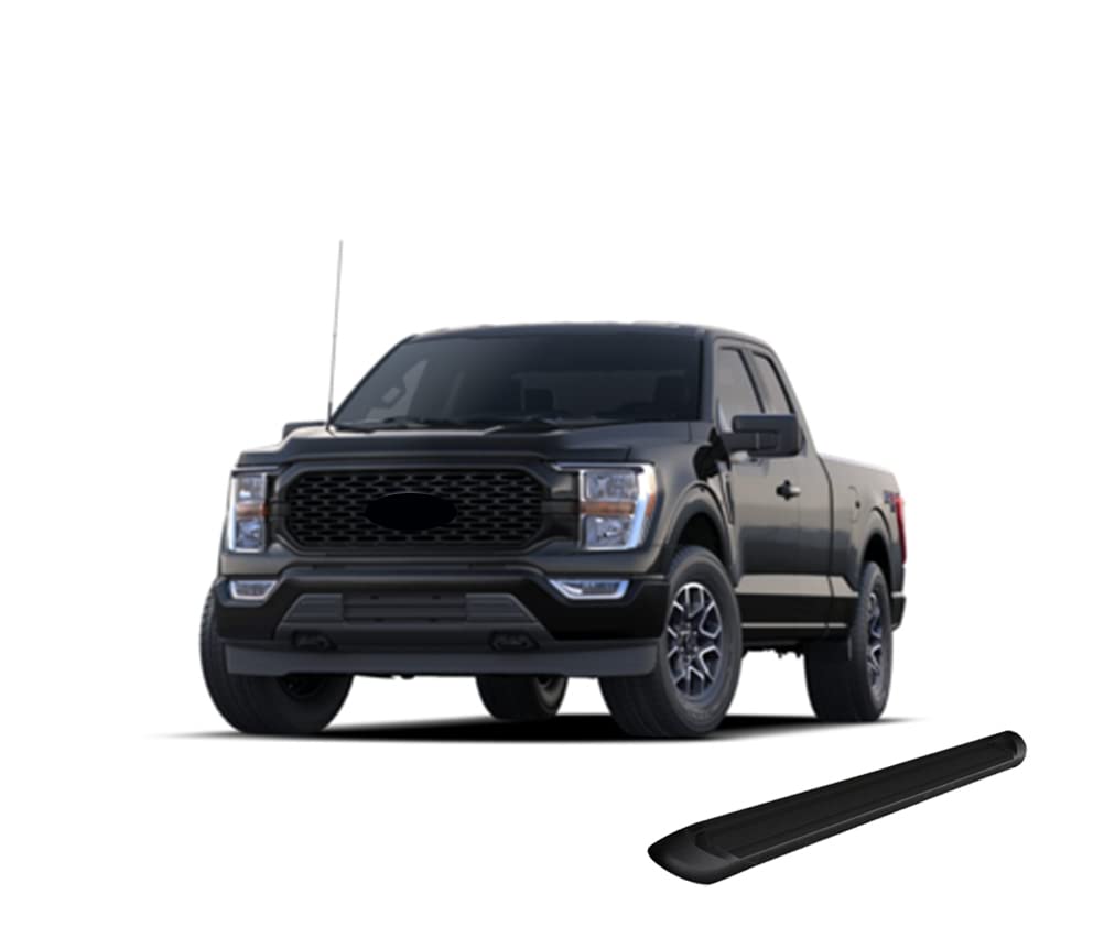 Black Aluminum Black Horse Transporter Running Boards Compatible with 2015-2024 Ford F-150 Super Cab / 2017-2024 F-250 350 450 550 Super Duty Super Cab