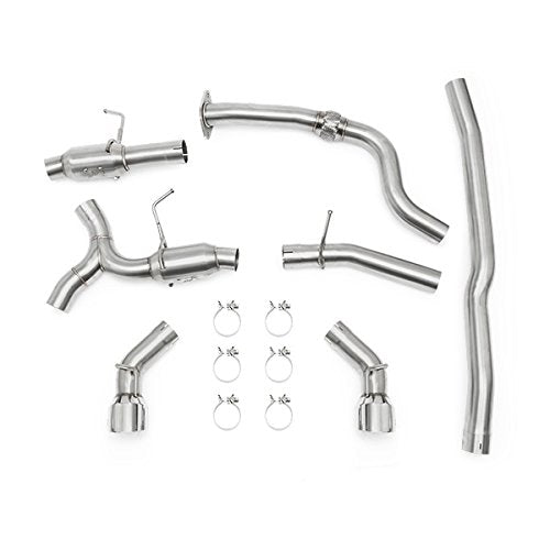 Mishimoto Dual Tip MMEXH-CAM4-16DTPP Pro Cat-Back Exhaust Fits Chevrolet Camaro 2.0T 2016-2018 Polished Tips