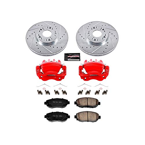 Power Stop Z23 KC1077A Evolution Sport Front Caliper Brake Kit- Brake Rotor, Carbon-Fiber Ceramic Brake Pads and Brake Caliper