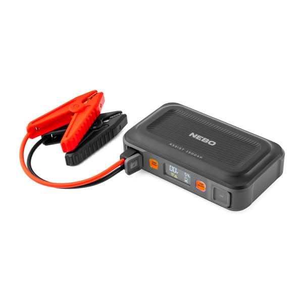1500XP NEBO Assist Portable Car Battery Jump Starter | 44.4Wh Power Supply Jump Box Restarts 12V Cars & ATVs, 35 Battery Boosts from 1 Charge, Integrated Emergency Floodlight, USB Ports, TSA Approved