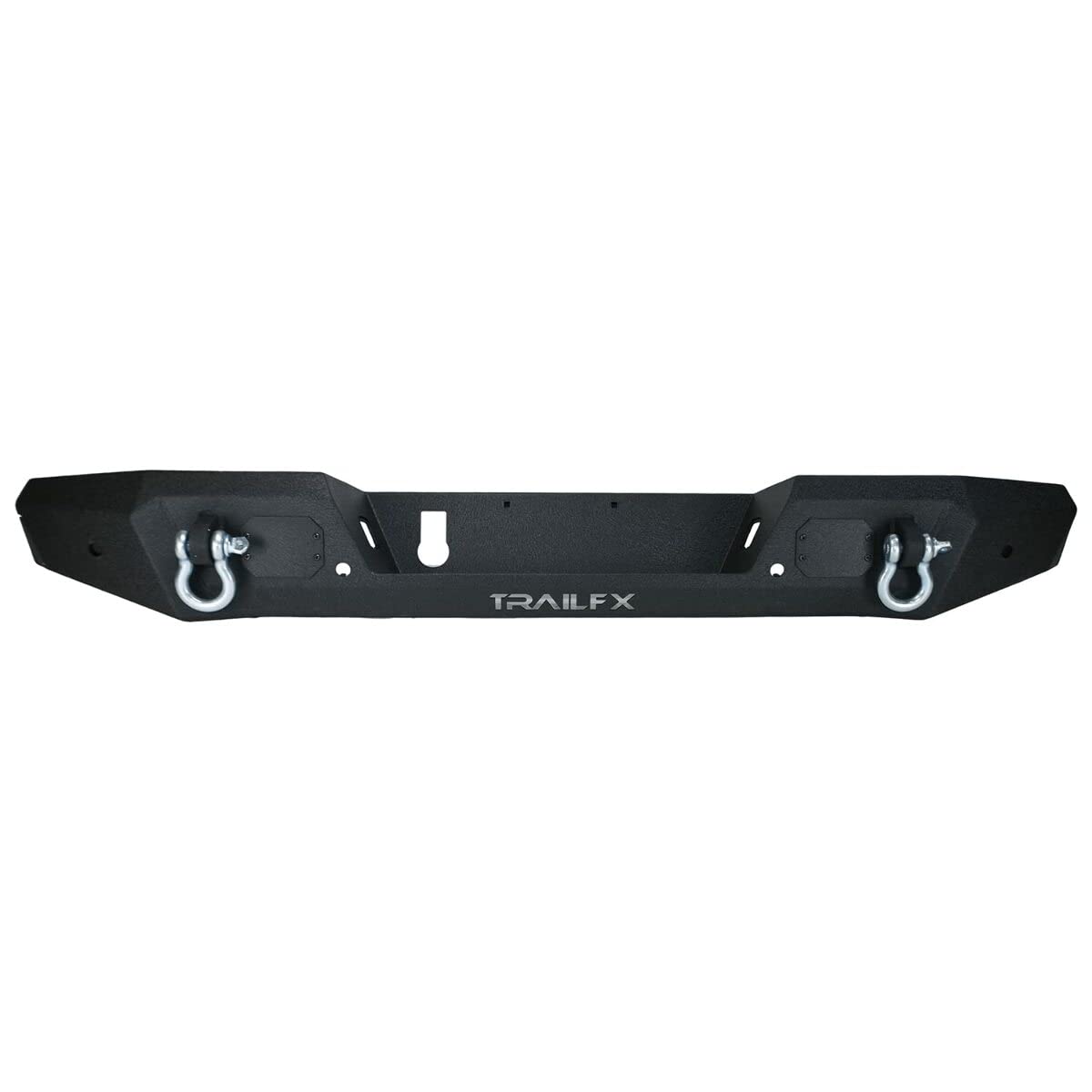TrailFX Rear Bumper Jeep Gladiator JT 2020-2025 Fits One-Piece Direct Fit Black Textured Powder Coated Steel With D-Ring Mounts LED Light Cutouts OE Sensor Compatible TrailFX JL013T