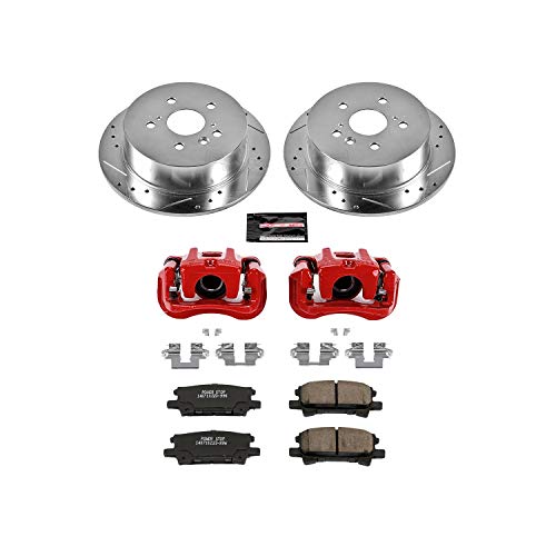 Power Stop Z23 Evolution Sport Rear Caliper Brake Kit- Brake Rotor, Brake Caliper and Carbon-Fiber Ceramic Brake Pads For Toyota Highlander 2004-2007 [Model Specific]