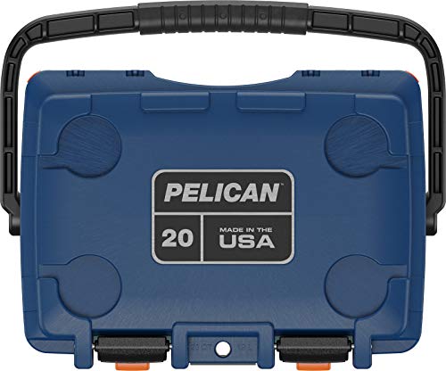 Pelican Elite Cooler 20QT (Seafoam Blue/Orange) | 15 Can or 4 Wine Bottle Capacity with Ice | 2 Day Ice Retention | Guaranteed for Life