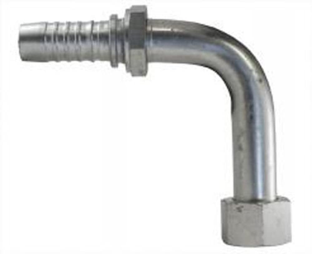 GlobalSpiral Couplings Gates 16GS-16FFORX90L, Female Flat-Face O-Ring Swivel, Zinc Plated Carbon Steel, 5.67", 90° Bent Tube, 1" ID