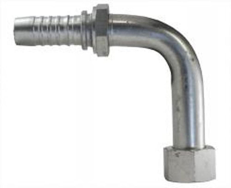 GlobalSpiral Couplings Gates 16GS-16FFORX90L, Female Flat-Face O-Ring Swivel, Zinc Plated Carbon Steel, 5.67", 90° Bent Tube, 1" ID