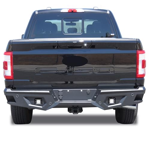 Heavy Duty Black Horse Armour Rear Bumper Matte Black Compatible with 2021-2025 Ford F-150|2022-2025 Ford F-150 Lightning-ARB-F121