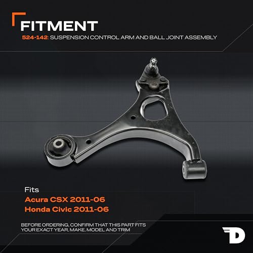 Dorman Front Passenger Side 524-142 Lower Suspension Control Arm and Ball Joint Assembly Compatible with Select Honda Models