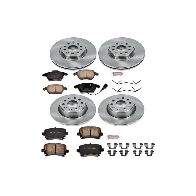 POWERSTOP Autospecialty KOE2260 Front and Rear Replacement Brake Kit-OE Brake Rotors & Ceramic Brake Pads For Audi A3, Audi A3 Quattro, VW GTI, VW Jetta, VW Passat [Model Specific]