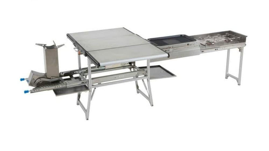 Komodo Camp Kitchen Overland Vehicle Systems - Dual Grill, Skillet, Folding Shelves, and Rocket Tower - Marine Grade Stainless Steel and Aircraft Grade Aluminum Construction