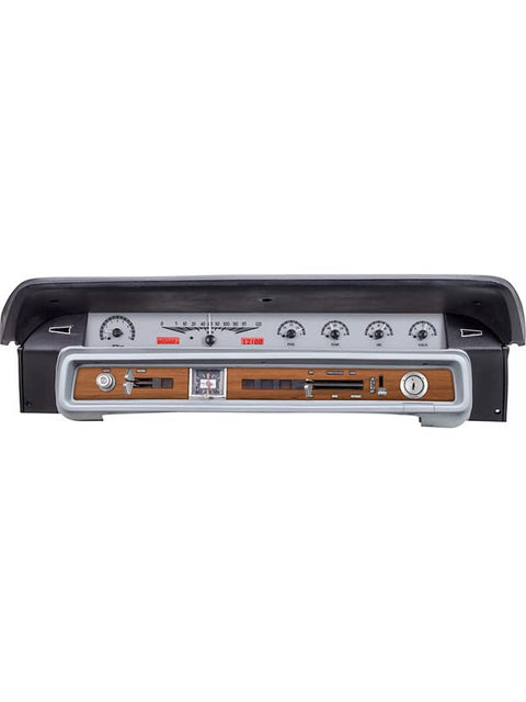 Dakota Digital VHX-65F-GAL-S-W Analog Dash Gauge System with Ford 1965-66 Galaxie Compatible Silver Alloy White Backlighting