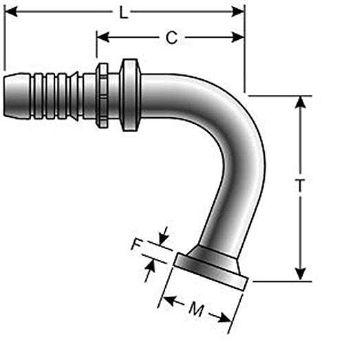Gates GlobalSpiral Couplings 12GS-12FLH110-064, Caterpillar Style O-Ring Flange, Zinc Plated Carbon Steel, 3.82", 3/4" ID