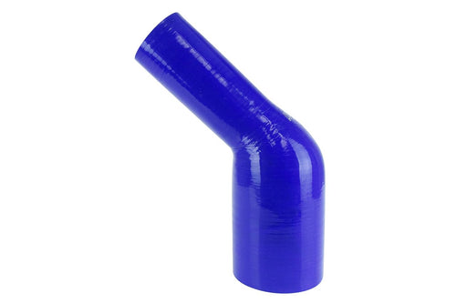 HPS Silicone High Temperature HTSER45-200-325-BLUE 4-ply Reinforced 45 degree Elbow Reducer Coupler Hose, 55 PSI Maximum Pressure, 4" Leg Length on each side, 2" > 3-1/4" ID, Blue