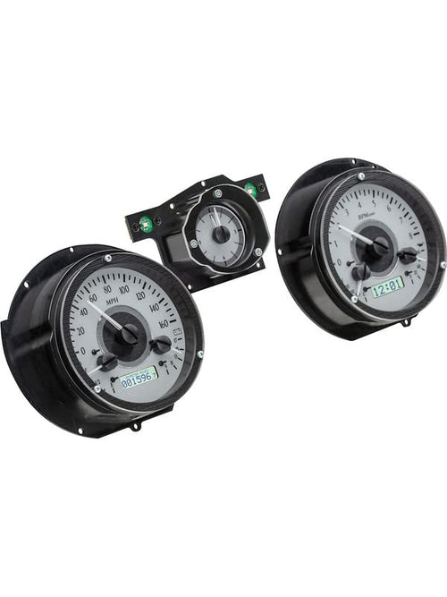 Dakota Digital VHX-71F-MUS-S-W Analog Dash Gauge System Compatible with 1971-73 Ford Mustang Silver Alloy White Backlighting