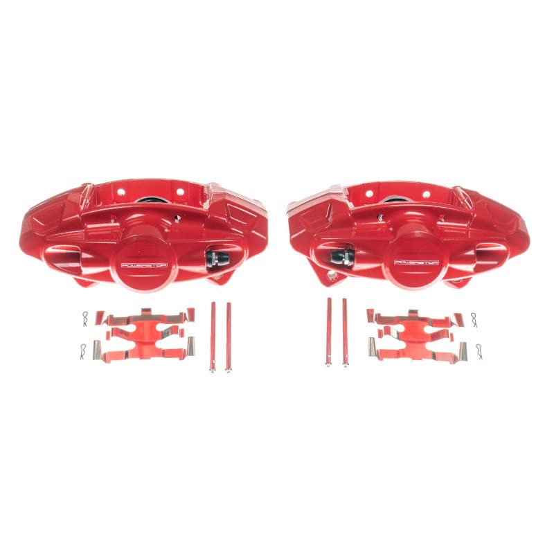 Power Stop Pair of High-Temp Red Powder Coated Rear Calipers For FX50, G37, M35h, M37, M56, Q50, Q60, Q70, Q70L, Q, 370Z [Model Specific]