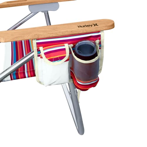 Hurley Beach Chair Mid-Height Wood Arm, One Size, Roman Stripe Berry Punch
