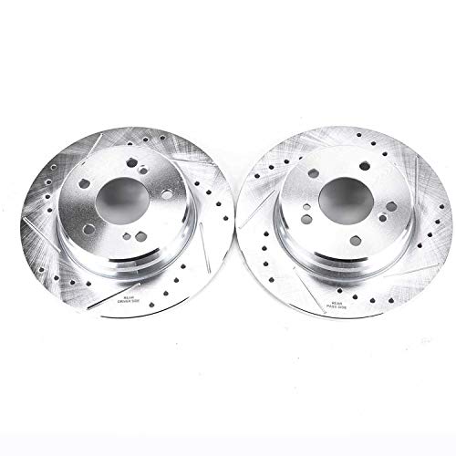Power Stop Rear Drilled & Slotted Rotor Pair For Crossfire, 300CE, 3, 300TE, C230, C230, C240, C280, E300, E320, SLK230, SLK280, SLK300, SLK320 [Model Specific] EBR238XPR