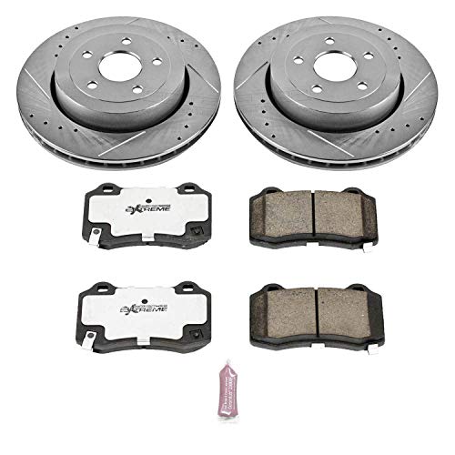 Rear Power Stop K2949-26 Z26 Carbon Fiber Brake Pads with Drilled & Slotted Brake Rotors Kit For Jeep Grand Cherokee 2006-2010 [Model Specific]