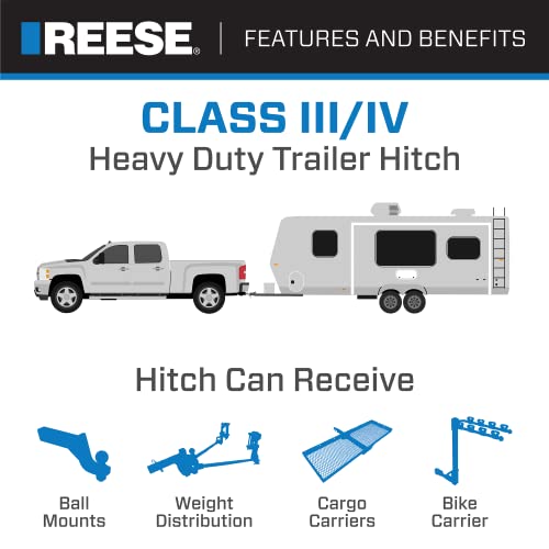 Class III Reese Towpower Custom-Fit Hitch with 2" Square Receiver opening, includes Hitch Plug Cover