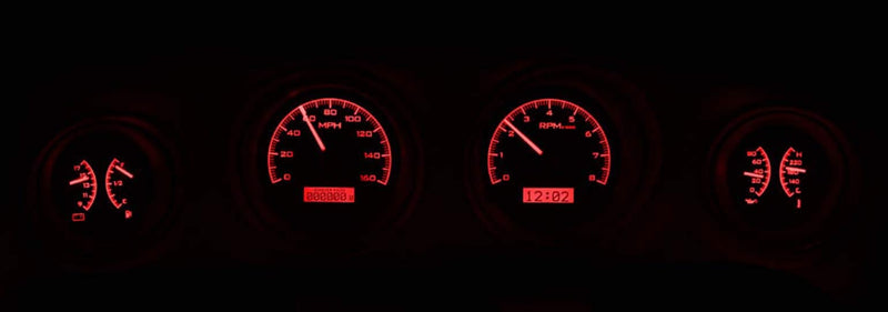 Dakota Digital VHX-69F-MUS-C-R Analog Dash Gauge System Compatible with 1969-70 Ford Mustang Carbon Fiber Red Backlighting