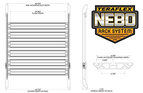 Black TeraFlex JK Nebo Raised Rail Roof Rack, 1 Pack
