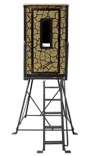 Box Blind Striker W/Elite 5' Tower/Steel Wall CONSTUCTION/Cracked MUD CAMO