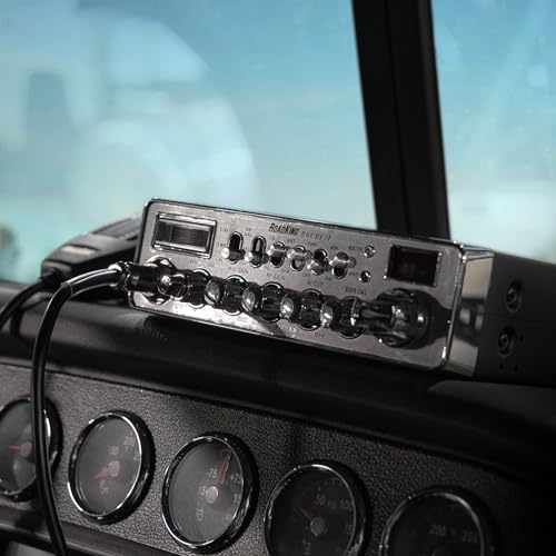 RoadKing RKCBFM CB Radio Dual-Mode AM/FM for Truckers Full 40 Channels Pro Emergency Channel with Noise-Cancelling Mic Large Display - Silver