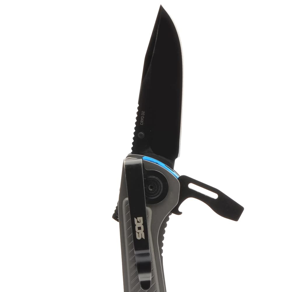 SOG Everyday Daily Solution EDC Compact Pocket Size Flash MT Multi-Tool, D2 Steel, 7 Tools, Stainless-Steel Housing, Urban Gray & Cyan