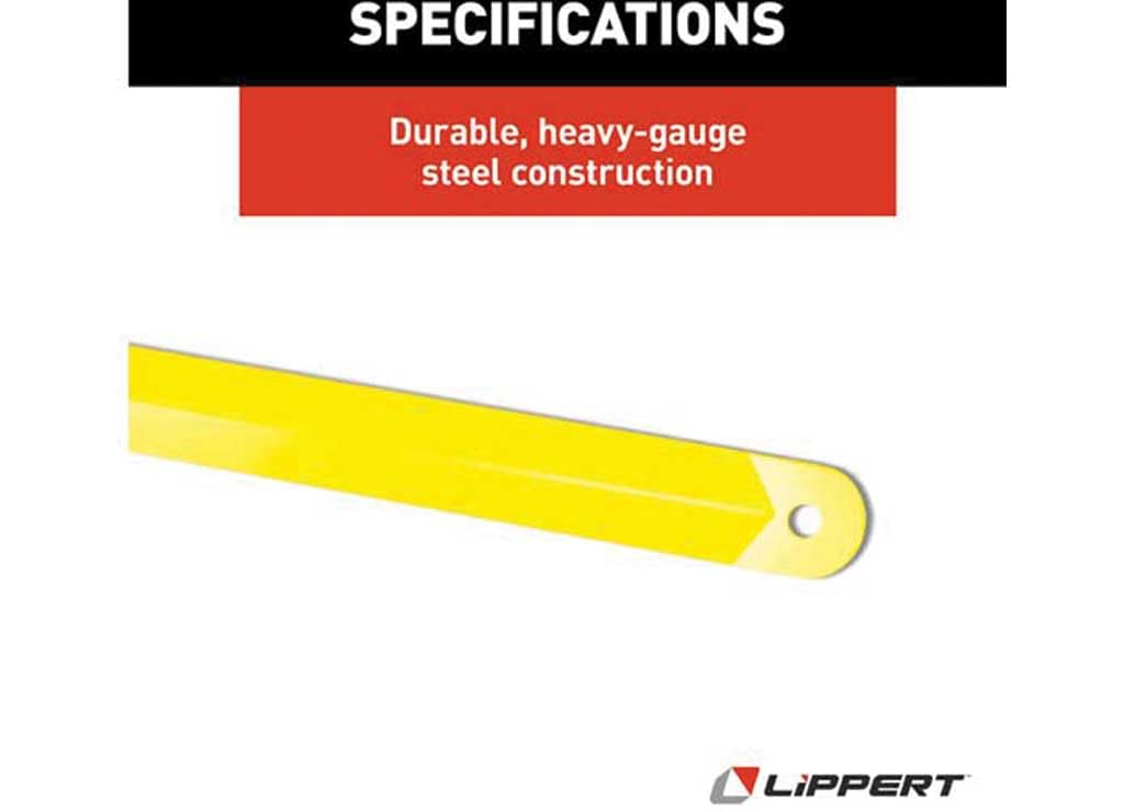 Replacement Lippert Support Arm for RV Power Stabilizer Jacks, 19.3" Long, 1-1/2" Wide, Powder-Coated Yellow Heavy-Gauge Steel, Mounting Hardware Not Included - 1134122