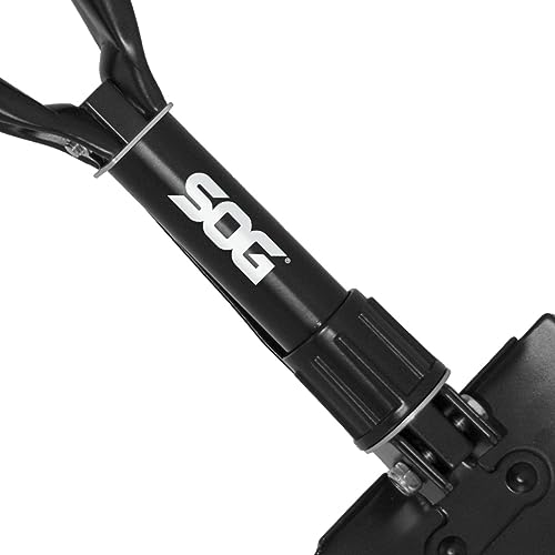 Entrenching Tool SOG- 18.25 Inch Folding Survival Shovel with Wood Saw Edge and Tactical Shovel Carry Case- Black (F08-N)