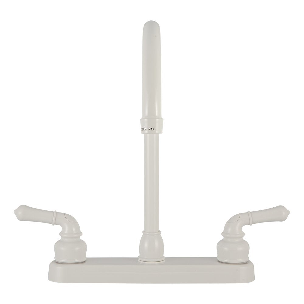 Dura Faucet RV J-Spout Kitchen Sink Faucet DF-PK330HC-WT (White)